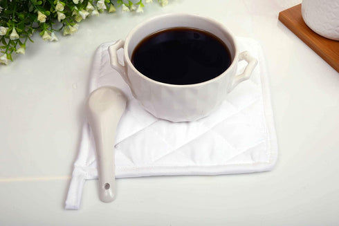 Pot Holders, 100% Cotton (Pack of 10), 8" x 8" Square, Solid White Color for Everyday Kitchen Cooking
