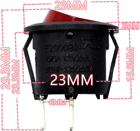 On Off Power Switch Compatible with Hoover Vacuum Cleaner Models, 2-Pin 125V 10A