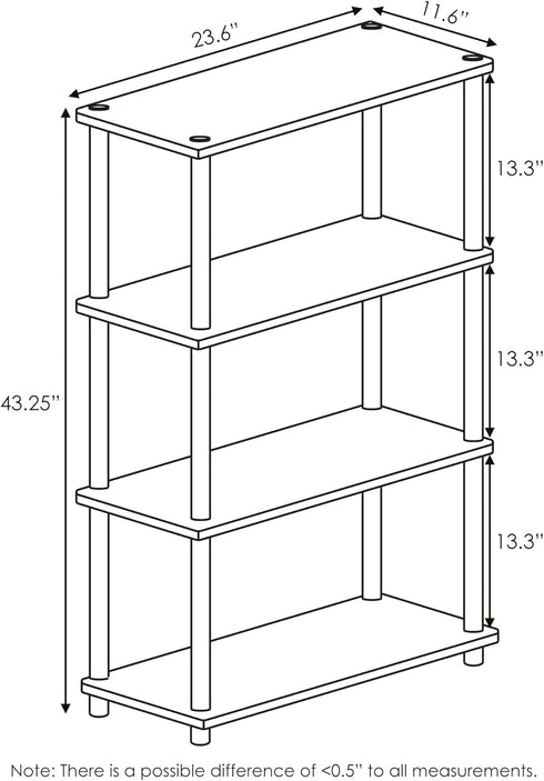 Furinno Turn-N-Tube 4-Tier Multipurpose Shelf Display Rack, Dark Cherry/Black Round Tubes