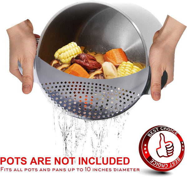 Best Utensils Premium Stainless Steel Pasta Strainer, Fits All Pots Up To 10 Inches