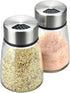 Elegant Salt and Pepper Shakers Set of 2 with Adjustable Pour Holes - Premium Stainless Steel and Glass Dispenser