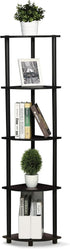 Furinno Turn-N-Tube 5 Tier Corner Display Rack, Multipurpose Shelving Unit, 1-Pack, Dark Walnut