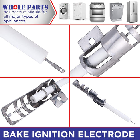 Whole Parts Bake Ignition Electrode Part # PB040170, Replacement for Some Viking Ovens, Non-OEM Parts, 2 Yr Warranty