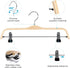 Wooden Pant Hangers, 5-Pack Lightweight Wood Skirt Hangers with Anti-Rust Hook and Adjustable Clips