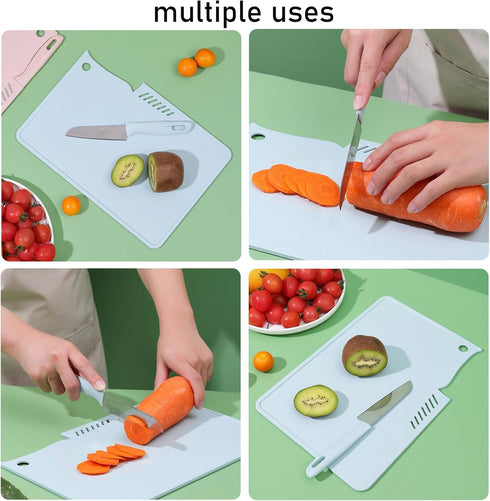 Plastic Cutting Board, Utility Cutting Board with Handles, Multifunctional Portable Fruit Chopping Board
