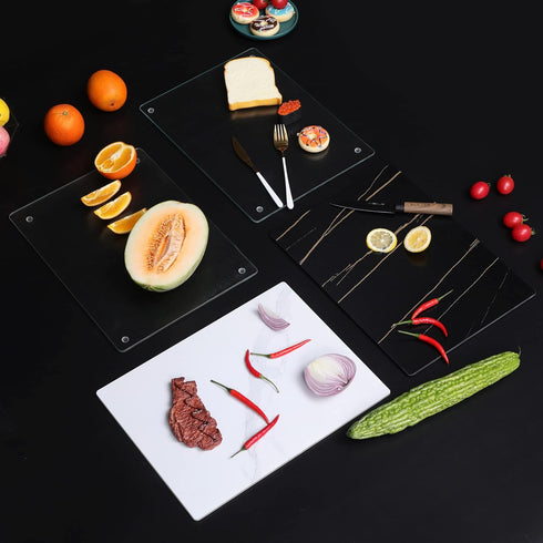 Murrey Home Glass Cutting Board for Kitchen Counter - Tempered Glass Chopping Board, Dishwasher Safe, Small Clear Tray,