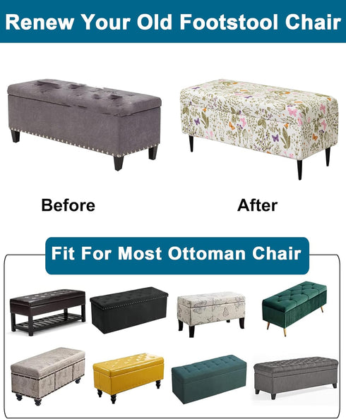 Bands,S,13 CRFATOP Printed Rectangle Ottoman Stool Cover Stretch Folding Storage Footstool Bench Slipcovers Upholstered