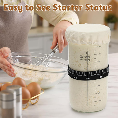 5pcs 1 3-4 Inch Sourdough Jar Cover, Reusable Covers for Sourdough Starter Container & Elastic Band, Cotton Sourdough