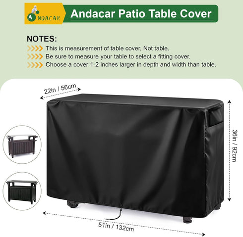 50inch 51"Lx22"Wx36"H Prep Table Cover for Keter Unity XL Portable Outdoor Table, BBQ Cart Cover Waterproof Tool Box