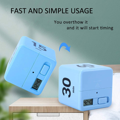 DQDEDIAN 15 20 30 60 Countdown Settings Cube Timer, Kids Timer with Gravity Sensor Flip Mins for ADHD, Time Management