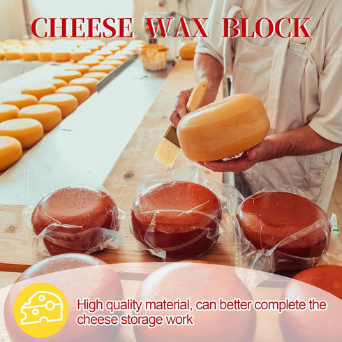 Heigble 2.2 lb 70 Cheese Wax Block for Preserving Cheese Red Wax for Cheesemaking with Brush for Long Term Storage