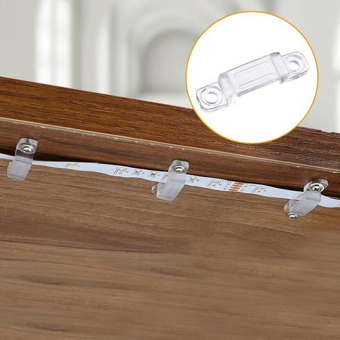 Qunclay 300 Pack Strip Light Mounting Brackets, LED Clear Clips with Screws for 12 mm Wide IP67/68 Strip Lights
