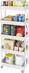 Laiensia 5-Tier Rolling Cart with Wheels,Multifunction Utility Storage Carts, Kitchen Storage Organizer,Mobile