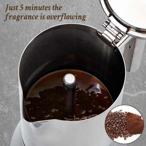 6Cup 10 oz LAOION Stovetop Espresso Maker, Moka Pot, Stainless Steel Cuban and Italian Coffee Maker for Cafetera