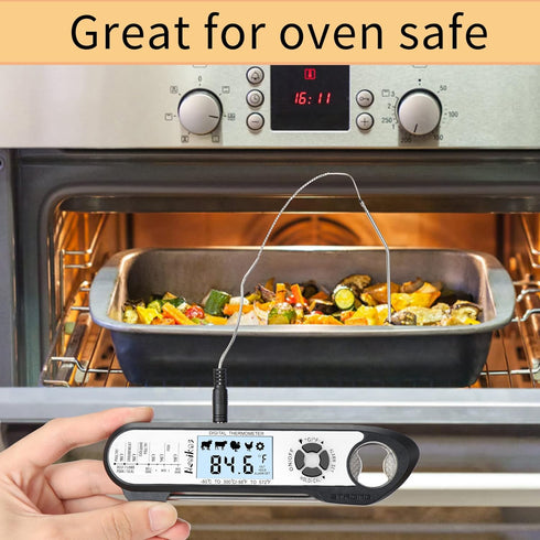 Digital Meat Food Thermometer - Instant Read Cooking Thermometer, Backlight, Built-in Magnet, Foldable Probe