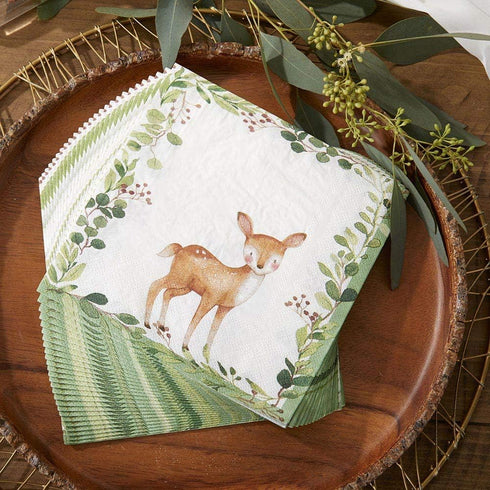 Kate Aspen Woodland Baby Shower Decorative Paper Napkins - Thick Dinner Napkins, Luncheon Serveware, 2 ply, 30 Count