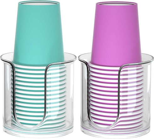 2 Pack Bathroom Cup Dispenser - Countertop 3 oz Bathroom Cup Holder