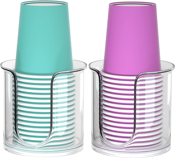 2 Pack Bathroom Cup Dispenser - Countertop 3 oz Bathroom Cup Holder