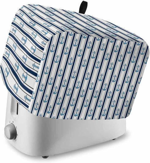 Nautical Anchor 2 Slice Toaster Cover - Small Appliance Dustproof Cover with Black White Geometric Stripes