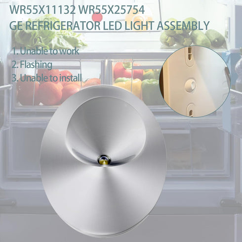 2024 Upgrade WR55X11132 WR55X25754 LED Light and Cover Assembly (2) for GE Refrigerator