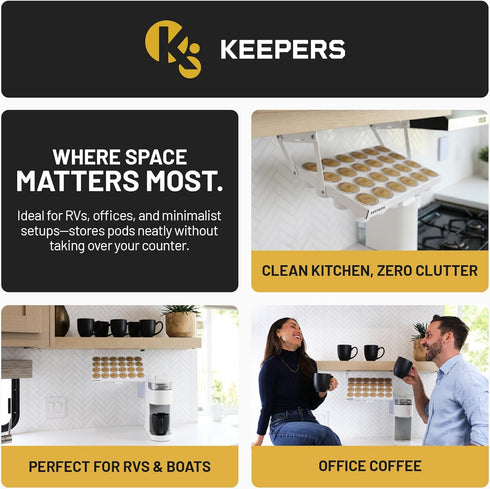 24 COFFEEKEEPERS KEEPERS Under Cabinet K Cup Holder with Swing-Down Access Space-Saving Coffee Pod Holder and K Cup
