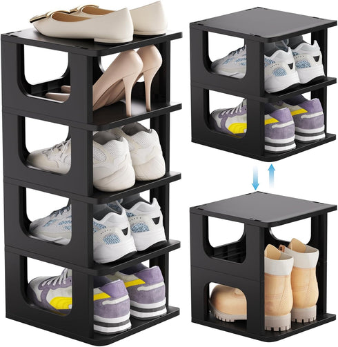 HAIXIN Shoe Organizer Rack for Small Spaces 5 Tier Plastic Vertical Narrow