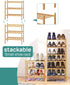 3-Tier Closet 17.2IN viewcare Small Shoe Rack, Shoe Rack for Entryway, Bamboo Wood Shoe Shelf for & Hallway, Long |