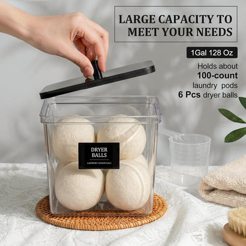 4 Pack Hudgan Laundry Detergent Container Large Laundry Pods jars with lids and Scoop for Laundry Room Organization