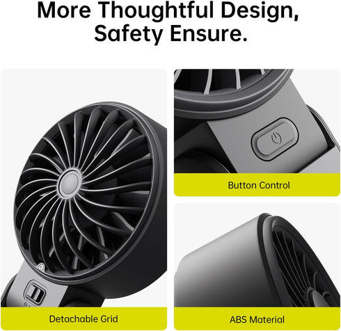 JISULIFE Life7 Handheld Fan 2024, Powerful Portable Fan with LED Display, 3600mAh, 5 Speeds, Lanyard, 3-IN-1 (Black)