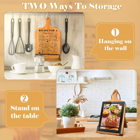 Wedding Gift for Couple: Bamboo Cookbook Stand, Recipe Book Holder, Happy Anniversary Gift for Her, Bridal Shower Gift