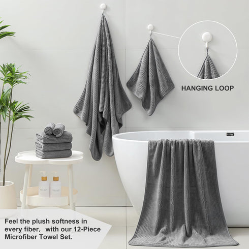 Set Pack 12 4 4 4 Belista Towel of Family Towels, Bath Towel, Hand Towels, Washcloths - MicrofiberTowels Quick Dry
