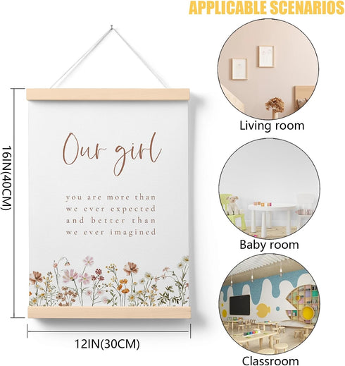 Room,12x16 Inch PaJiaNi Wildflower Nursery Decor, Our Girl Thank Heaven for Little Girls Wall Decor, Wildflower Picture