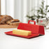 Kook Ceramic Butter Dish with Lid, Red Butter Keeper for Countertop, Holds 1 Stick, Microwave and Dishwasher Safe