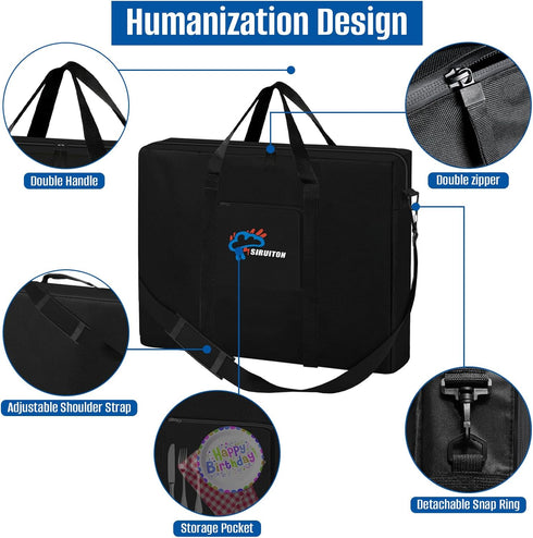 600D 25" 25" x4.7 4FT SIRUITON Folding Table Storage Bag, Portable WaterProof Carry Bag for Folding Picnic/Camp Tables