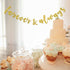 Forever & Always Banner for Bridal Shower, Engaged, Wedding Anniversary Party Decorations (Gold Glitter)