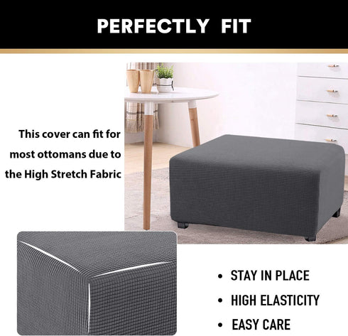 PrinceDeco Stretch Ottoman Cover Ottoman Slipcovers Rectangle for Living Room Foot Stool Stretch Covers to Fit Ottoman