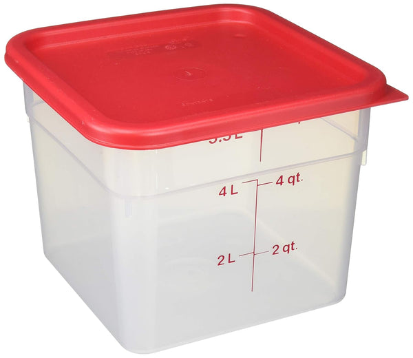 Cambro 6SFSPP190 CamSquare Storage Container, Translucent, 6 qt with Lid