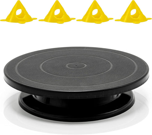 LAMXD 11” Rotate Turntable Sculpting Wheel, Black Painting Turn Table Stand for Paint Spraying & Pouring