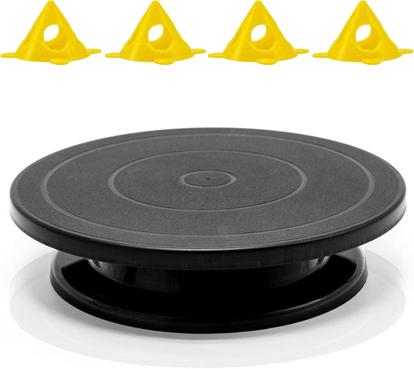 LAMXD 11” Rotate Turntable Sculpting Wheel, Black Painting Turn Table Stand for Paint Spraying & Pouring