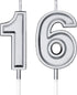 16th Birthday Candles - Happy Birthday Cake Numeral Candles Topper Decoration for Wedding Anniversary