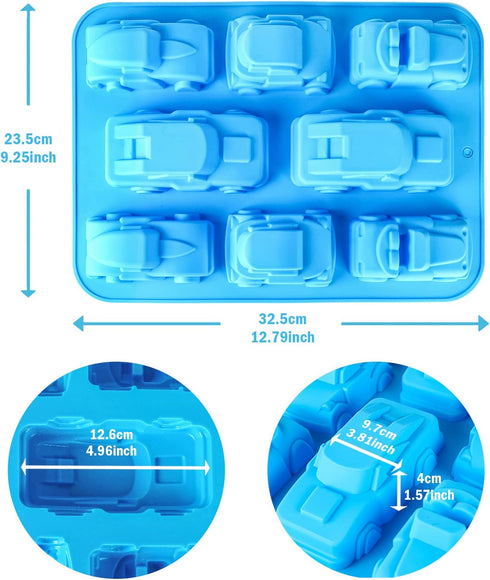 2 Pack Train Auto Car Silicone Molds, Large Size Silicone Baking Mold for Muffin, Chocolate Cake, Cupcake, Tart, Pie
