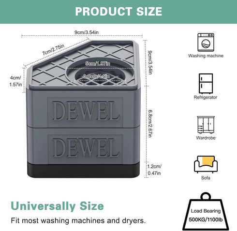 Anti Vibration Pads for Washing Machine, Foot Pads for Washer and Dryer Pedestals, Shock and Noise Cancelling Support