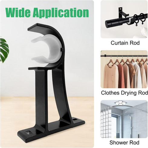 TOKPLNU Black Curtain Rod Bracket, 6 Pack Heavy Duty Holders for 1 Inch Drapery Rods, Wall Hanging Brackets
