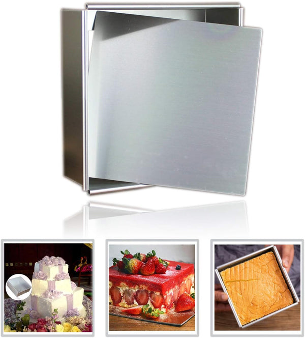 Anodized Aluminum Square Cheesecake Pan, Chiffon Cake Mold Baking Mould with Removable Bottom, 6 Inch x 6 Inch x 3 Inch