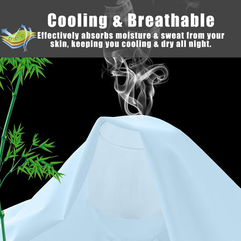 Pillow Cases Standard Size 2 Pack - Bamboo Rayon Cooling Pillowcases with Envelope Closure, Cool Breathable Pillow Case