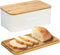 OUTSHINE White Bread Box for Kitchen Countertop, Small Storage Container with Bamboo