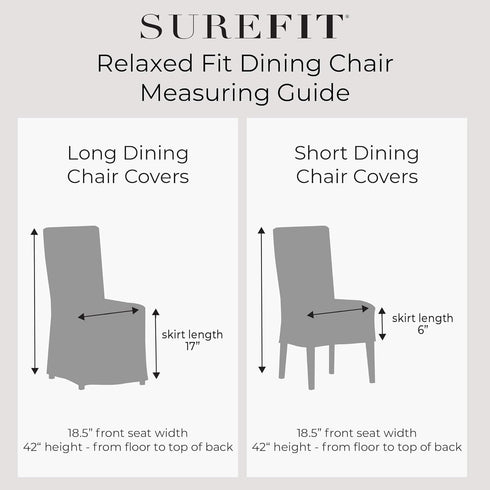 SureFit Duck Cotton Solid Dining Chair Slipcover (Gray Color) - Short Length Relaxed Fit High Back Chair Cover /