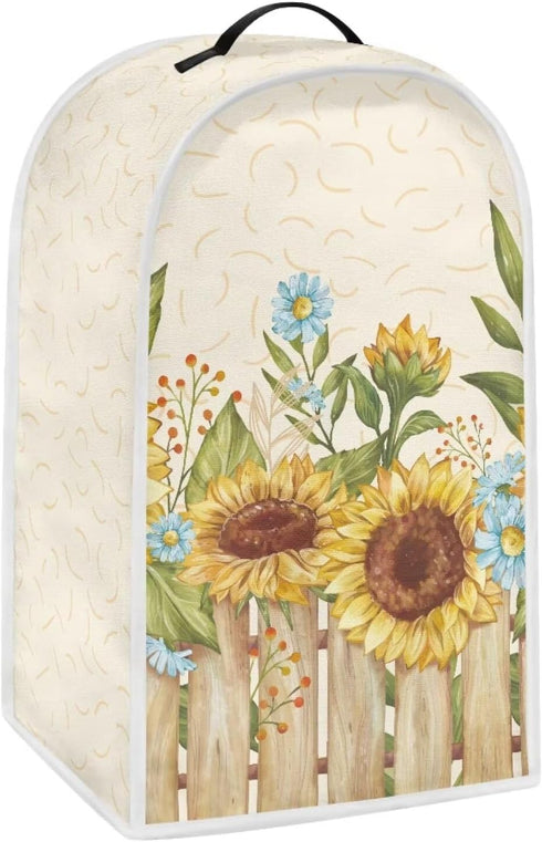Wood Sunflower Blender Dust Cover, Stand Mixer or Coffee Maker Appliance Cover Anti Fingerprint Polyester Dust Proof Stain Resistant Blender Cover for Home Kitchen