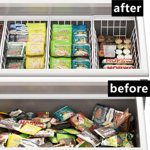 Slideep 17.5'' Large Storage Baskets - Chest Freezer Organizer, Sturdy Metal Wire Pantry Bin for Home Kitchen (2 Packs)
