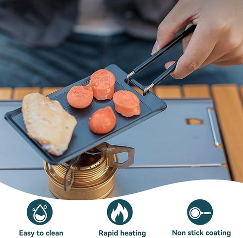Nonstick Mini Griddle, 5.1 Inch Square Skillet Pan for Grilled Cheese, Cookware for Home & Outdoor Camping